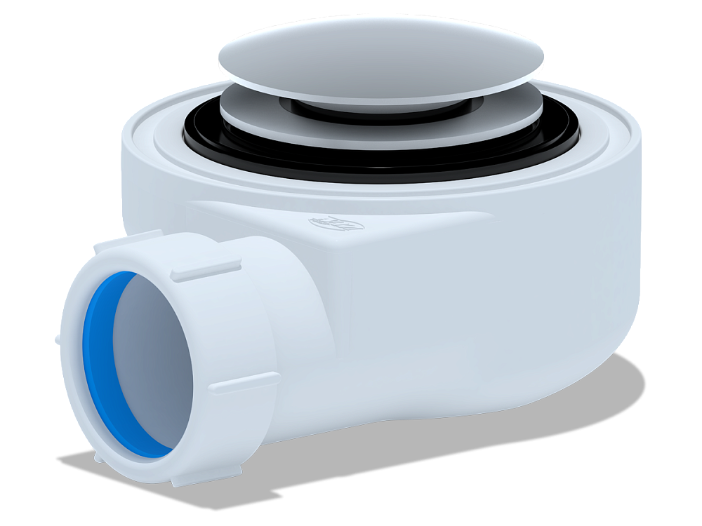 Сифон для душевого поддона АНИ Пласт E450CLGS 1 1/2 дюйма 50 мм высота 53 мм клик-клак гриб с сеткой