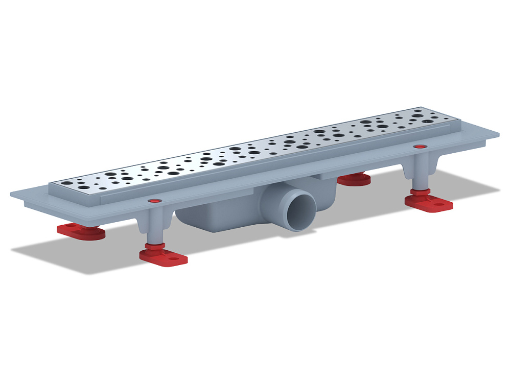 Трап линейный пластиковый АНИ Пласт TL1345G выпуск 40 мм решётка Бриз глянцевая нержавеющая сталь 450 мм