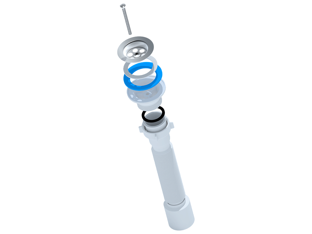 Сифон для мойки АНИ Пласт G105 1 1/2 дюйма 50 мм гофрированный 350-760 мм