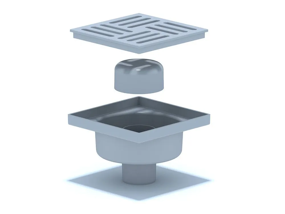 Трап вертикальный нерегулируемый АНИ Пласт TA5210 выпуск 50 мм с решеткой из пластика 150х150 мм