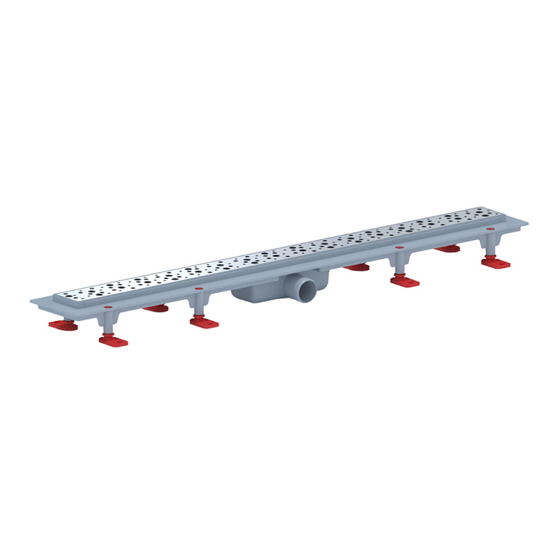 Трап линейный пластиковый АНИ Пласт TLQ1385G DN40 с сухим затвором и глянцевой решёткой Бриз 850х62 мм