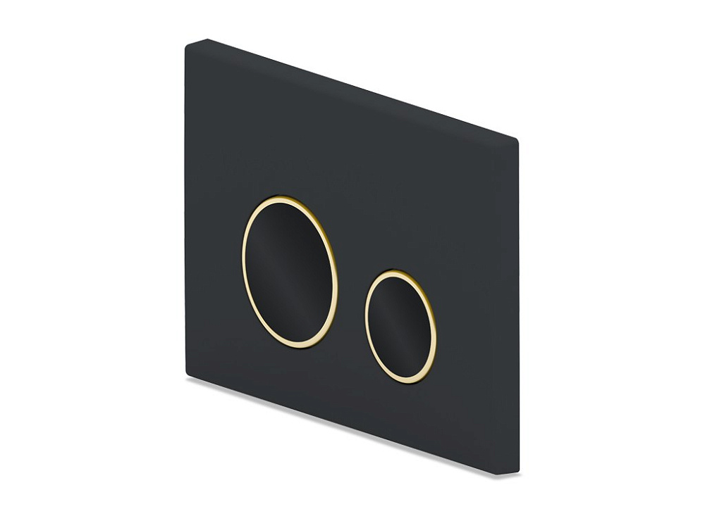 Клавиша АНИ Пласт для системы скрытой установки унитаза черная матовая, обод золото, клавиша черный глянец WP2353G