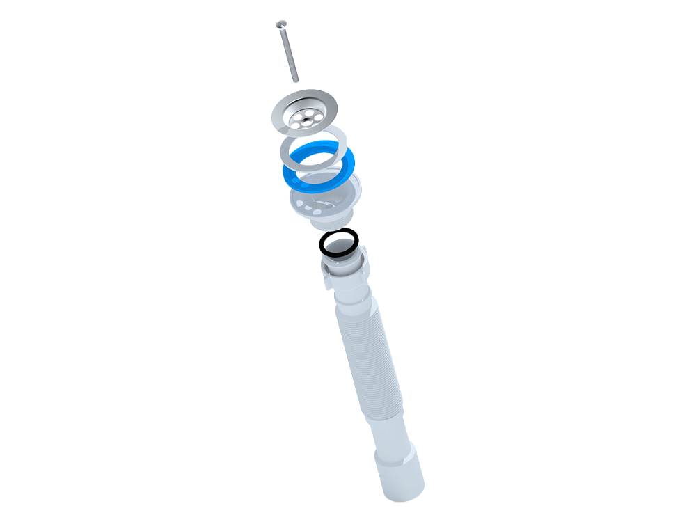 Сифон для мойки АНИ Пласт G207 1 1/4 дюйма 32/40 мм гофрированный 391-801 мм