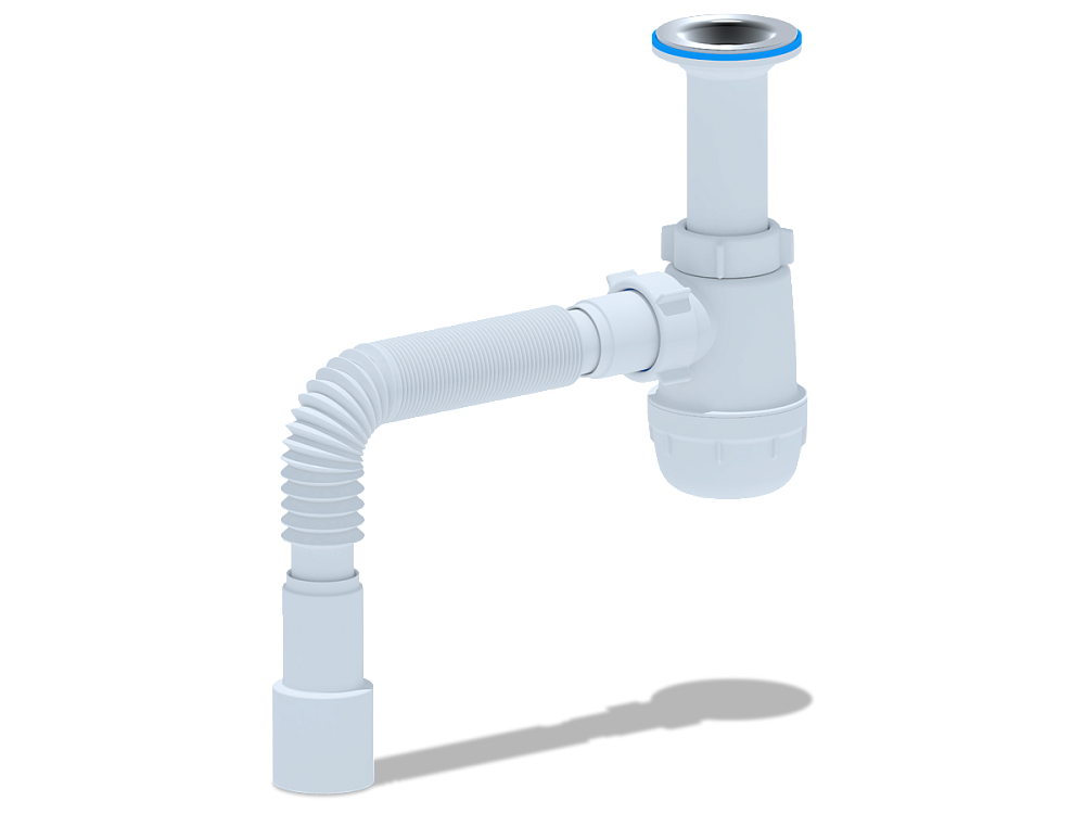 Сифон для мойки АНИ Пласт Грот A0515 1 1/2 дюйма 40 мм с гибкой трубой 40х40/50 мм