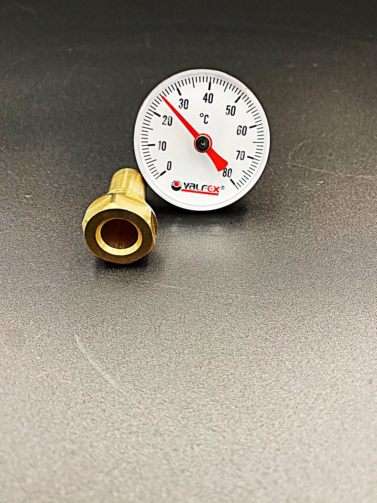 Термометр биметаллический с погружной гильзой 40 мм (заднее подключение) ,VALFEX, арт.VF.TG.40.014.080