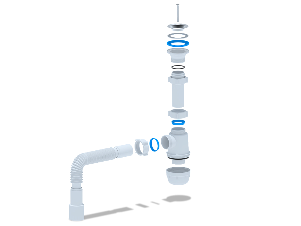 Сифон для мойки АНИ Пласт Грот A0115 1 1/2 дюйма 40 мм с гибкой трубой 40х40/50 мм