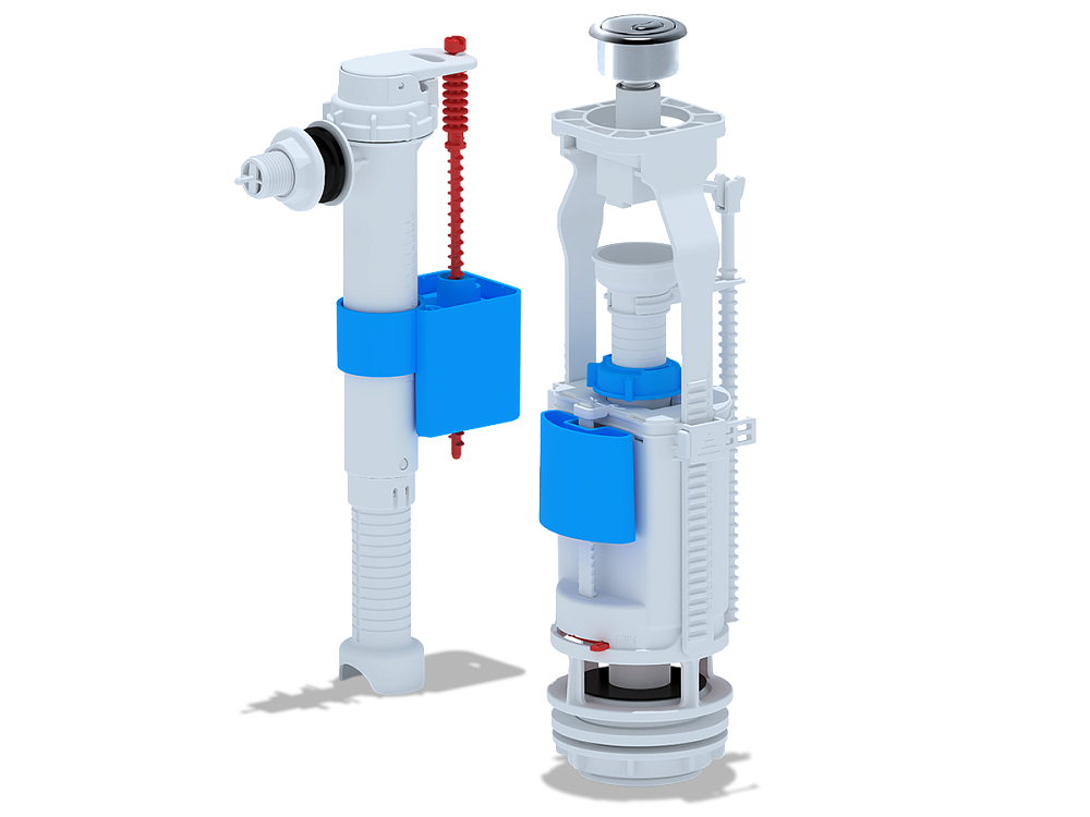 Набор с боковой подводкой АНИ Пласт WC9010C 1/2 дюйма с пластиковым штуцером двойная кнопка хром