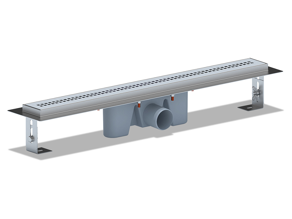 Трап линейный из нержавеющей стали АНИ Пласт TL2265M выпуск 50 мм решётка Риф матовая 650 мм