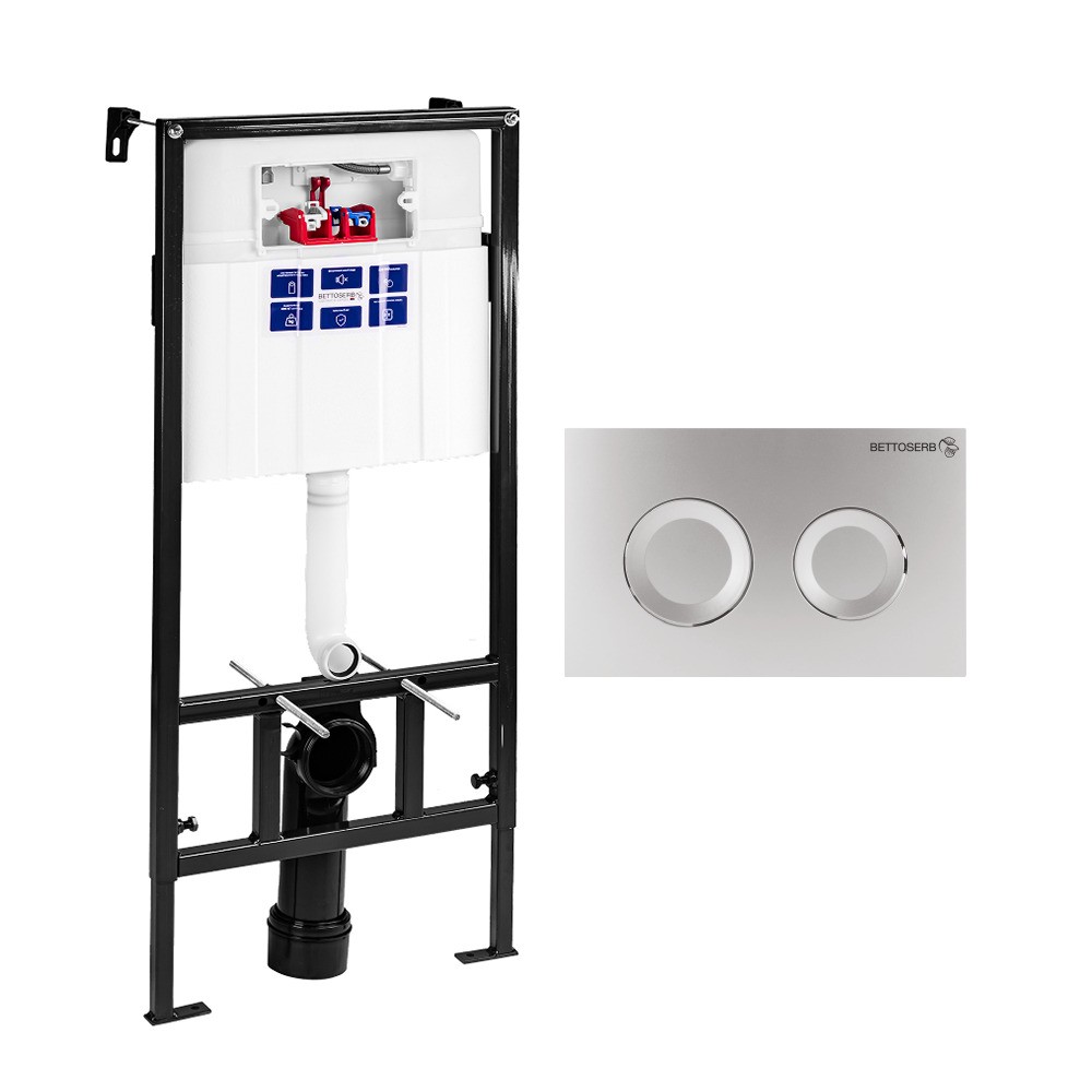 Инсталляция BETTOSERB SAVA FIX SLIM, клавиша смыва COOL, хром. матовый, SET40006468