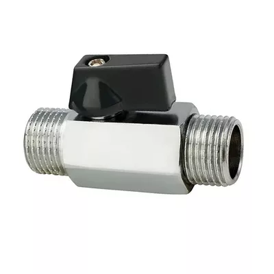 Мини кран для воды, никелированное 1/2" ш/ш (ЧЕРНЫЕ ручки) DE22MM-N