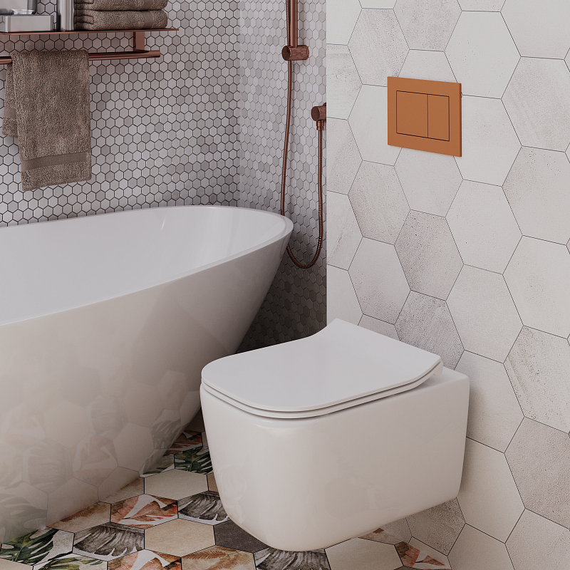 Клавиша АНИ пласт для системы скрытой установки прям. квадрат унитаза медь матовая WP1788