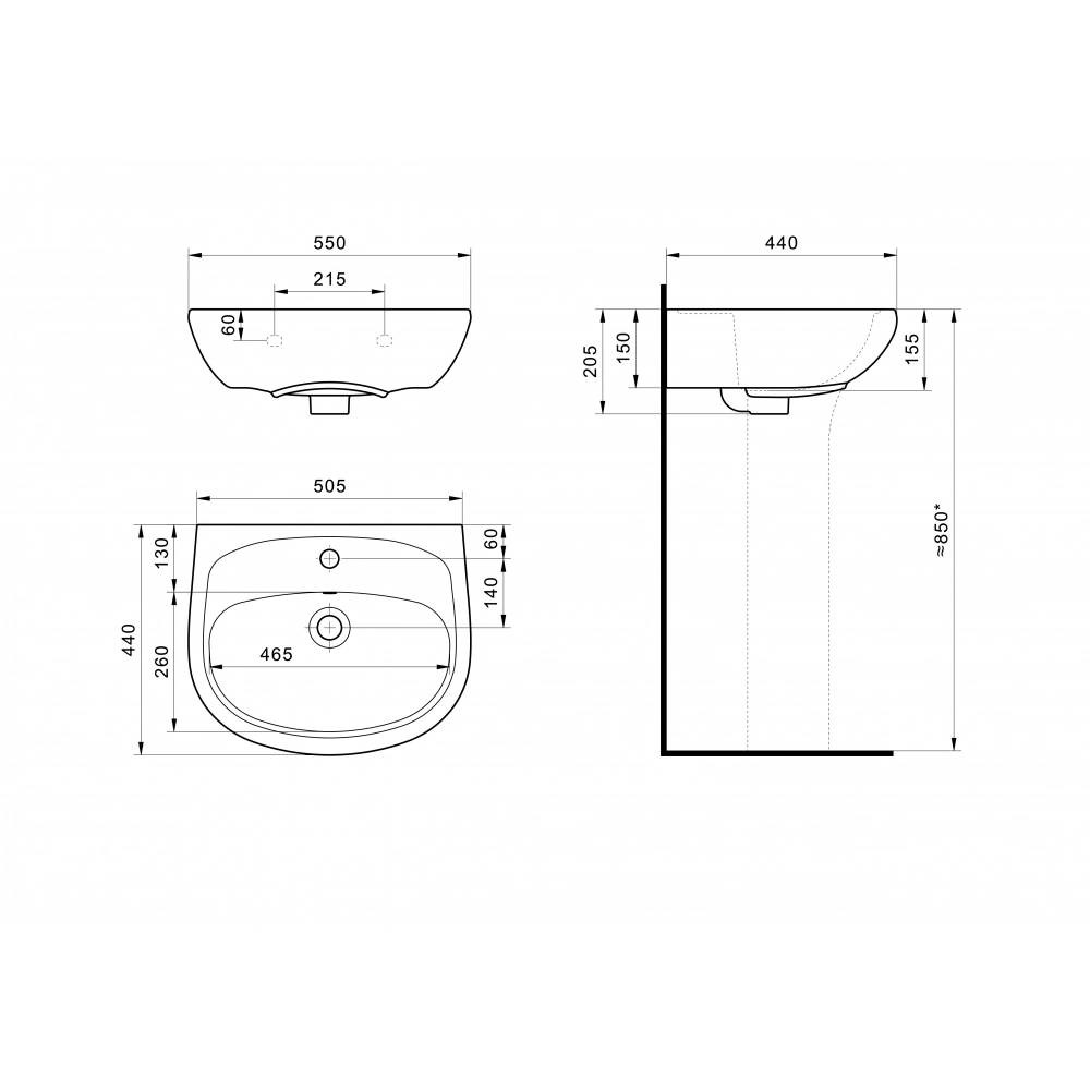 Умывальник SANTEK АНИМО 55см
