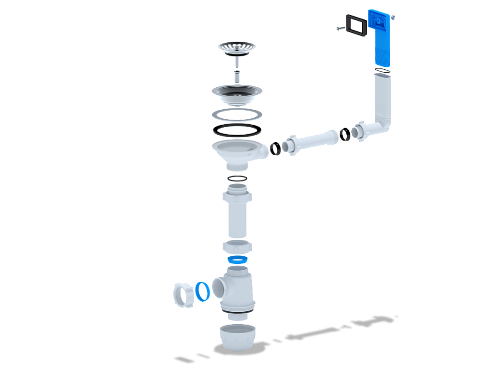 Сифон для мойки АНИ Пласт Грот A0145 3 1/2 дюйма 40 мм с жестким переливом