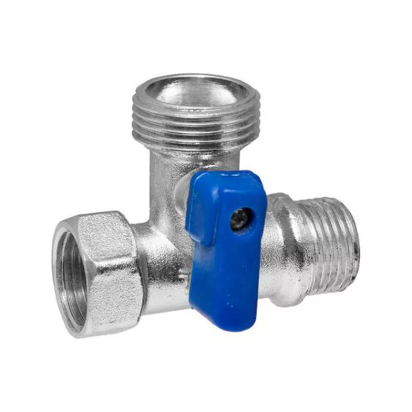 Трехпроходной кран 1/2"х 3/4"х1/2" TIM BL5807std для стиральной машины никелированный STANDART