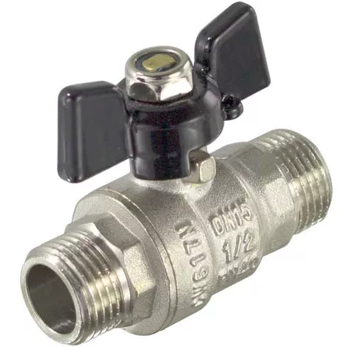 Кран шаровой усиленный (бабочка) НИКЕЛЬ 1"ш/ш DE1228X