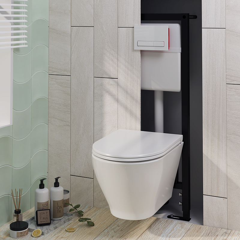 Набор инсталляции 40 см АНИ Пласт WN4 G1400G Breeze с безободковым унитазом, с сиденьем микролифт, белый глянец клавишей WPG1400G