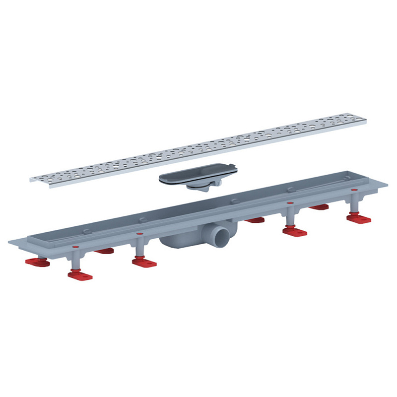 Трап линейный пластиковый АНИ Пласт TLQ1375M DN40 с сухим затвором и матовой решёткой Бриз 750х62 мм