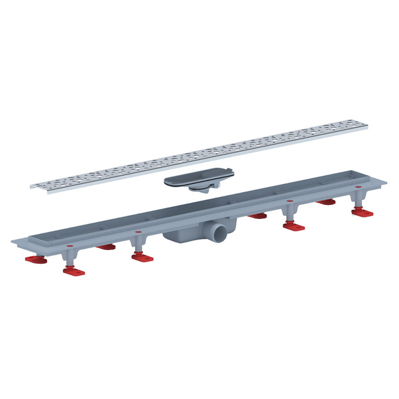 Трап линейный пластиковый АНИ Пласт TLQ1385M DN40 с сухим затвором и матовой решёткой Бриз 850х62 мм