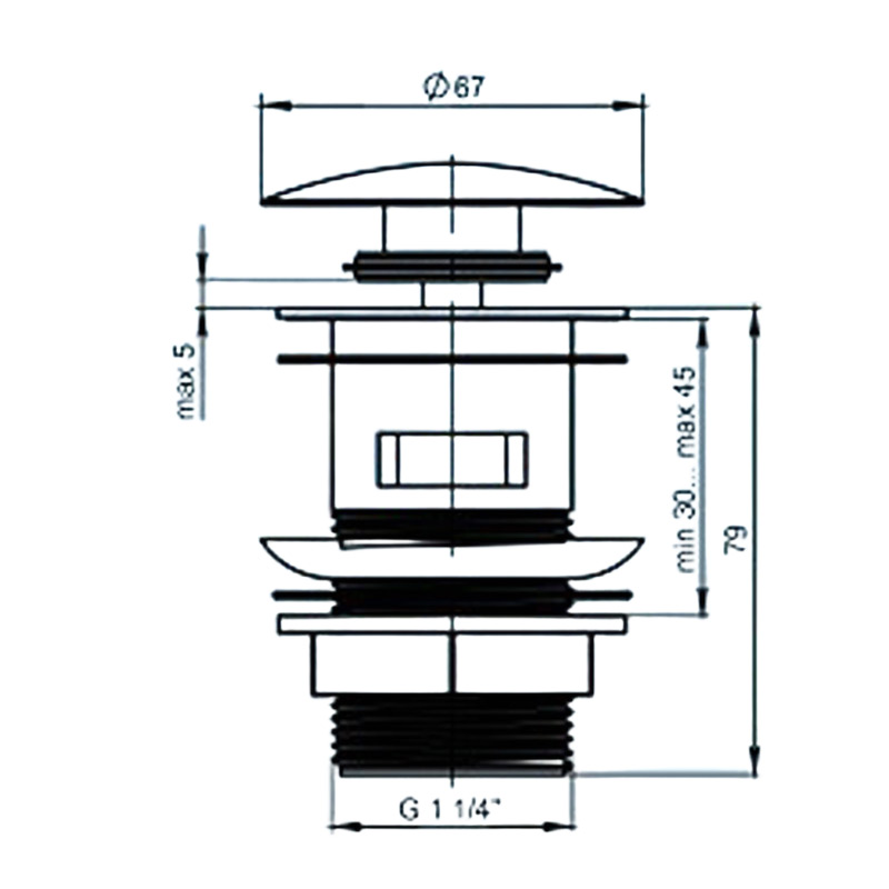 Крышка большая клик-кляк АНИ Пласт M0300CL к сифону 1 1/4 дюйма металл хромированный высота 79 мм
