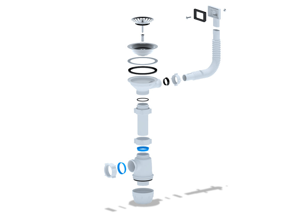 Сифон для мойки АНИ Пласт Грот A0145S 3 1/2 дюйма 40 мм с гибким переливом