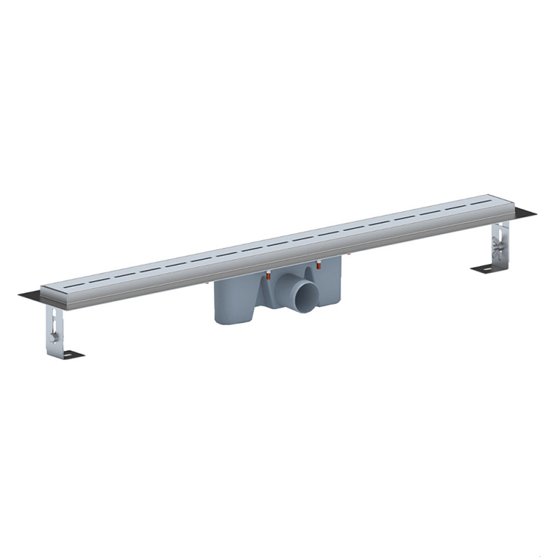 Трап линейный из нержавеющей стали АНИ Пласт TLZ2585M DN50 с комбинированным затвором и матовой решёткой Киль 850х65 мммм