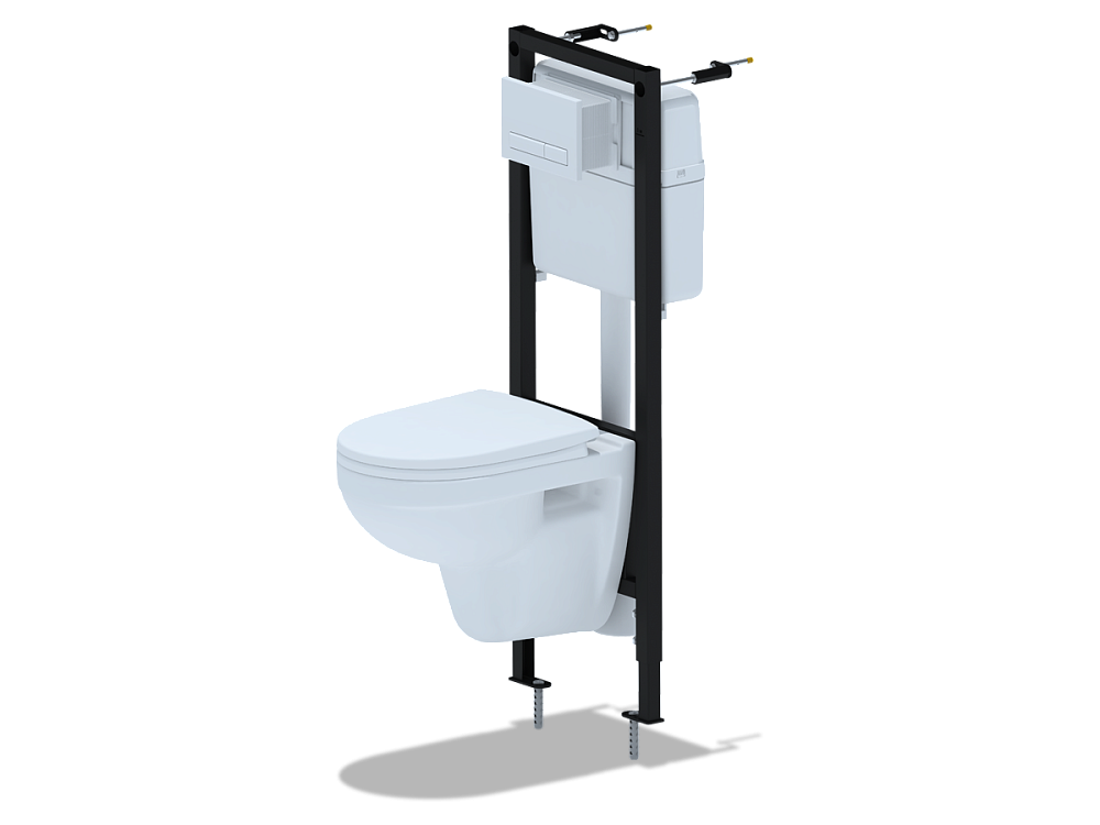 Набор инсталляции 40 см АНИ Пласт WN4140 с унитазом, с сиденьем WS0320, с прямоугольной белой клавишей WP1400