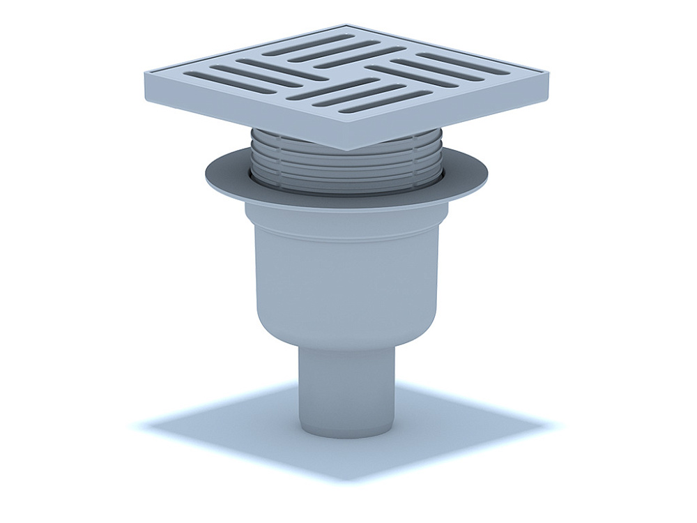 Трап вертикальный регулируемый АНИ Пласт TA5710 выпуск 50 мм с решеткой из пластика 150х150 мм
