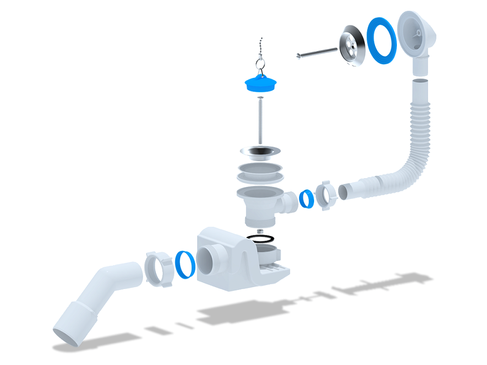 Сифон для ванны АНИ Пласт Бриг E651 1 1/2 дюйма с переливом