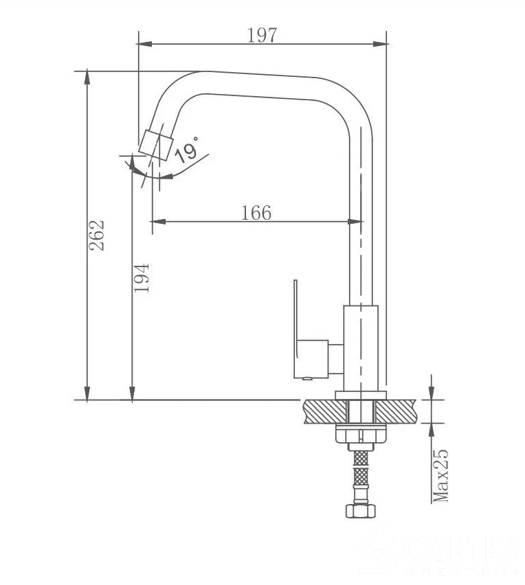 Моно-смеситель для кухни VALFEX Vela Steel-1, арт.VF.VF.VF.4182