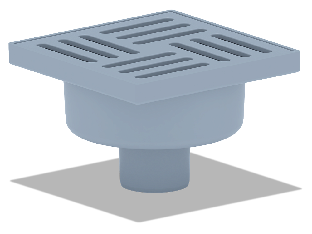 Трап для душа АНИ Пласт TQ5210 DN50 вертикальный нерегулируемый с сухим затвором и решёткой из пластика 150х150 мм