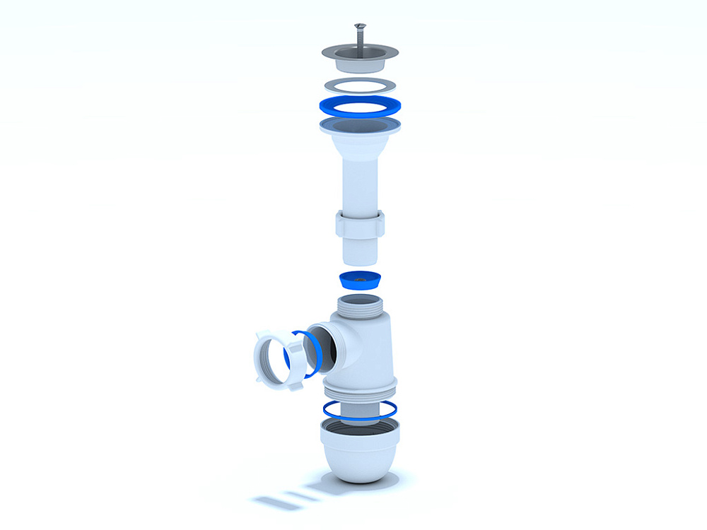 Сифон для мойки АНИ Пласт C0500 1 1/2 дюйма 40 мм с литым выпуском
