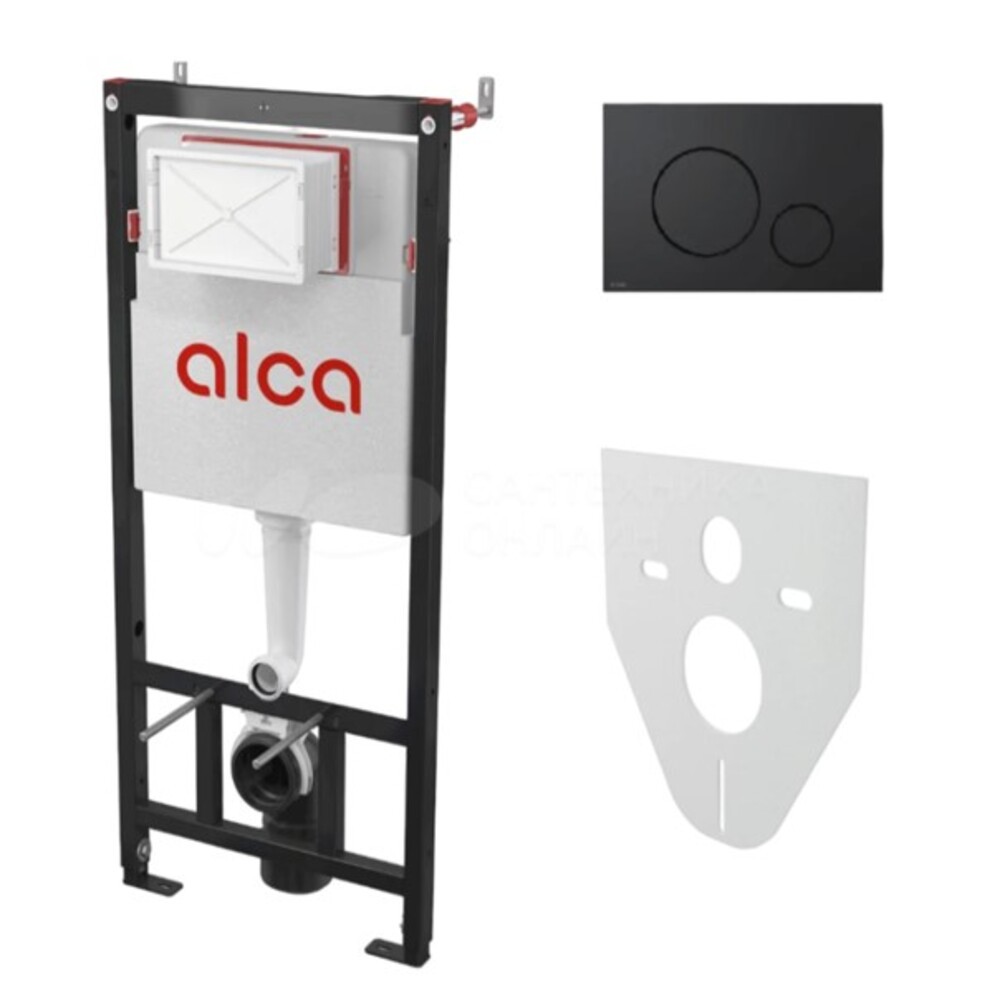 Инсталляция Alcaplast арт.AM101/1120-4:1 RU M678-00, с шумоиз, кнопка черная матовая