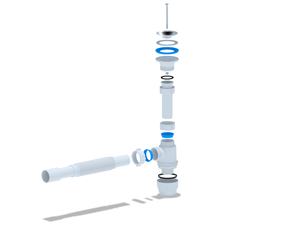 Cифон для раковины АНИ Пласт Юнг BM1015 1 1/4 дюйма 32 мм c гибкой трубой 32х32/40 мм