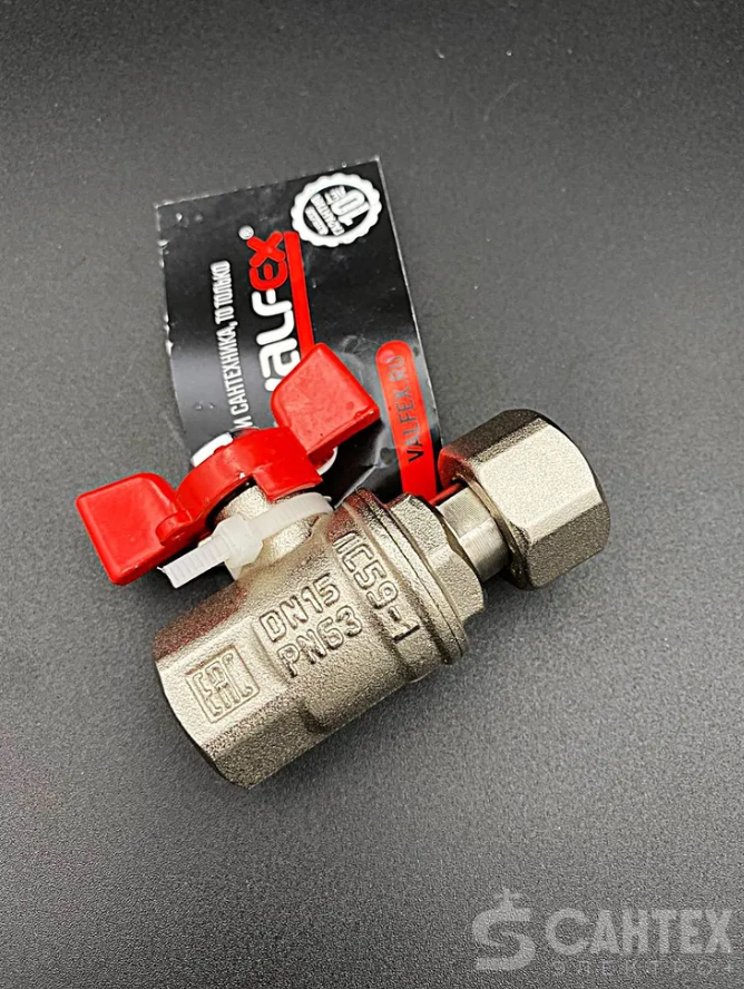 Кран шаровой 1/2" с накидной гайкой (с никелевым покрытием), ручка-бабочка ВР/ВР VALFEX,арт.VF.241.NB1.012 PREMIUM