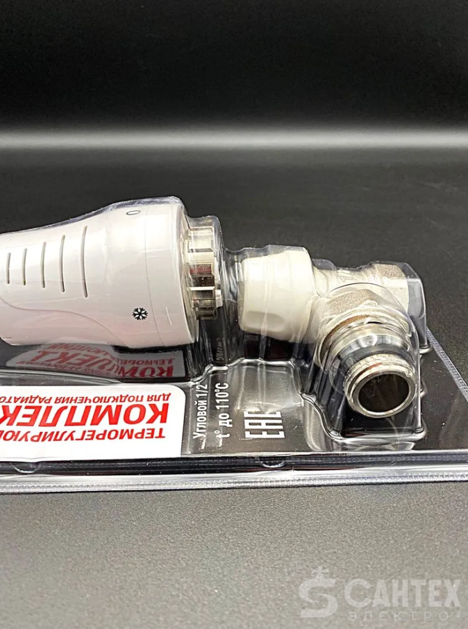 Клапан с термостатической головкой для радиатора, угловой 1/2", VALFEX, арт.VF.047.N.012