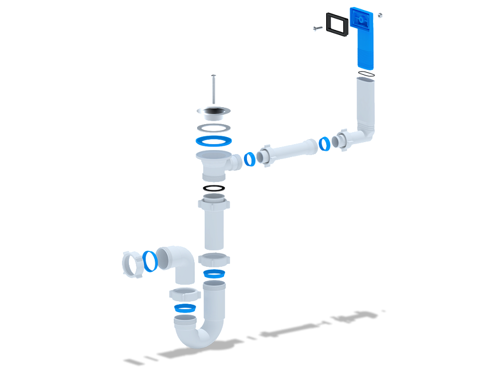 Сифон для мойки АНИ Пласт D0140 1 1/2 дюйма 40 мм прямоточный с жестким переливом