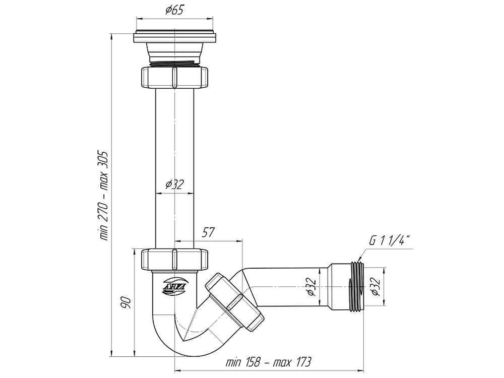 Сифон для биде АНИ Пласт BD1000 1 1/4 дюйма 32 мм