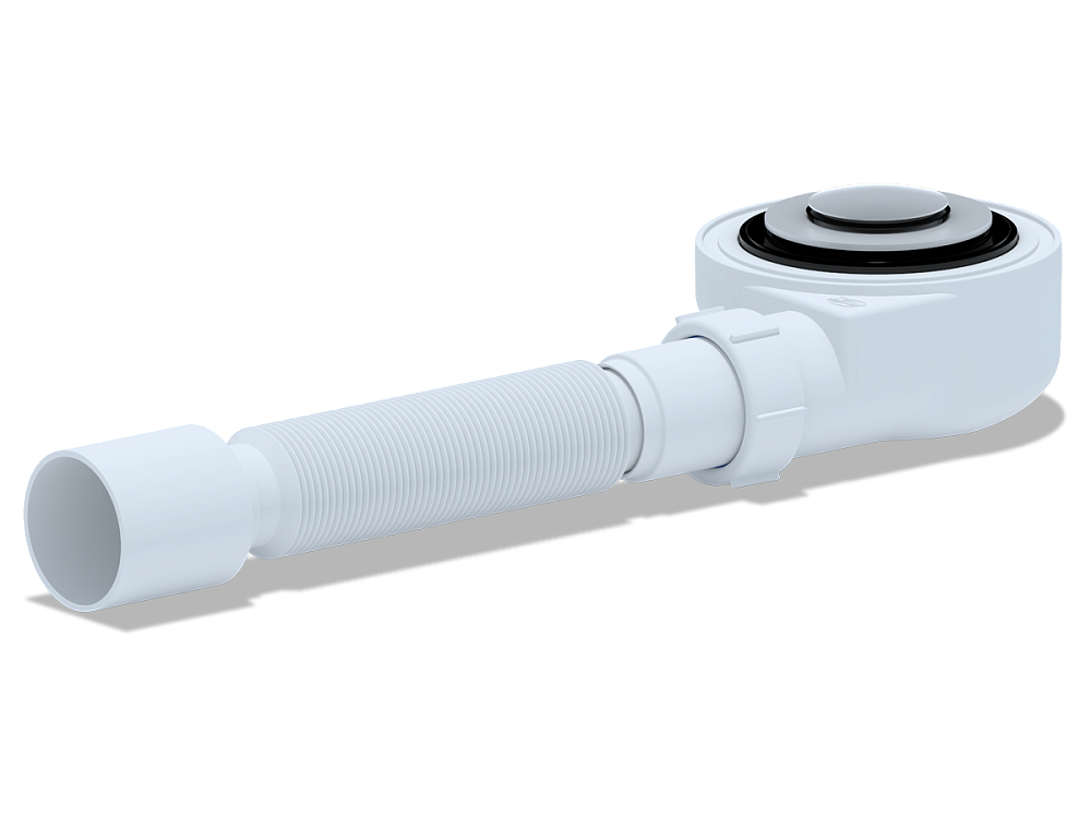 Сифон для душевого поддона АНИ Пласт E455CLS 1 1/2 дюйма 50 мм клик-клак с сеткой с гибкой трубой 40х50 мм