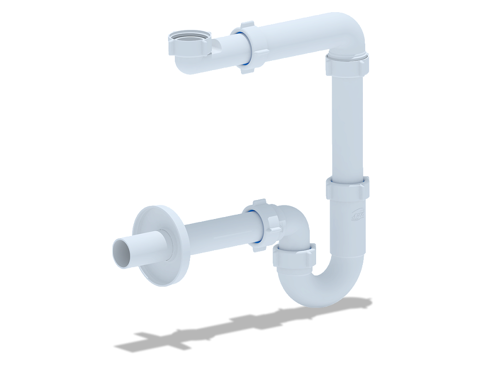 Сифон для раковины АНИ Пласт DB5023 1 1/4 дюйма 32 мм без выпуска с прямой трубой 32 мм