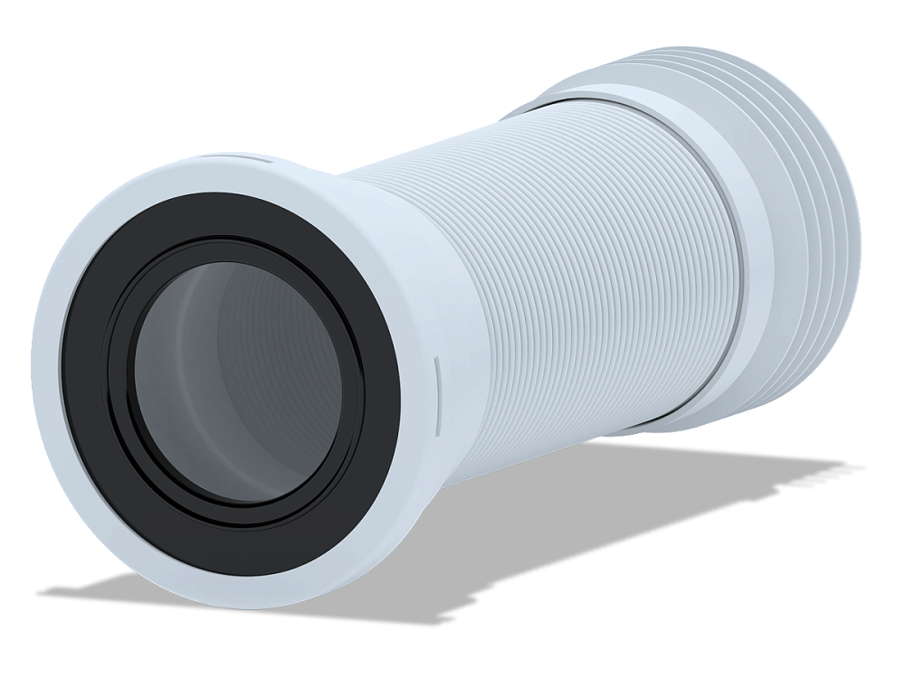 Удлинитель гибкий для унитаза АНИ Пласт K928 с металлической спиралью выпуск 110 мм 250-550 мм