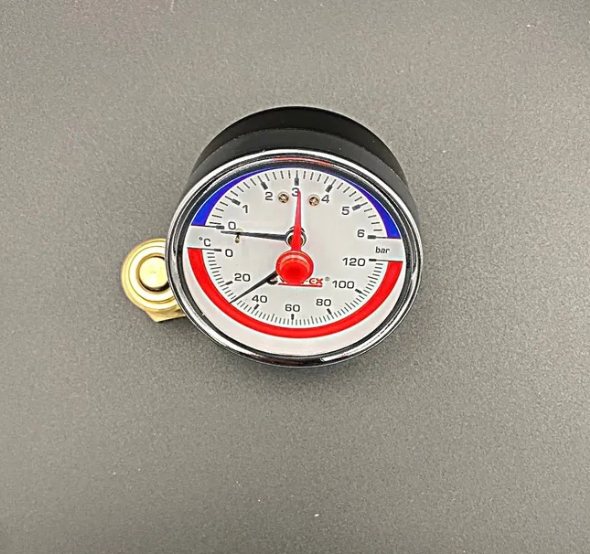 Термоманометр аксиальный (заднее подключение), 6 бар, VALFEX, арт.VF.TMZ.63.012.06