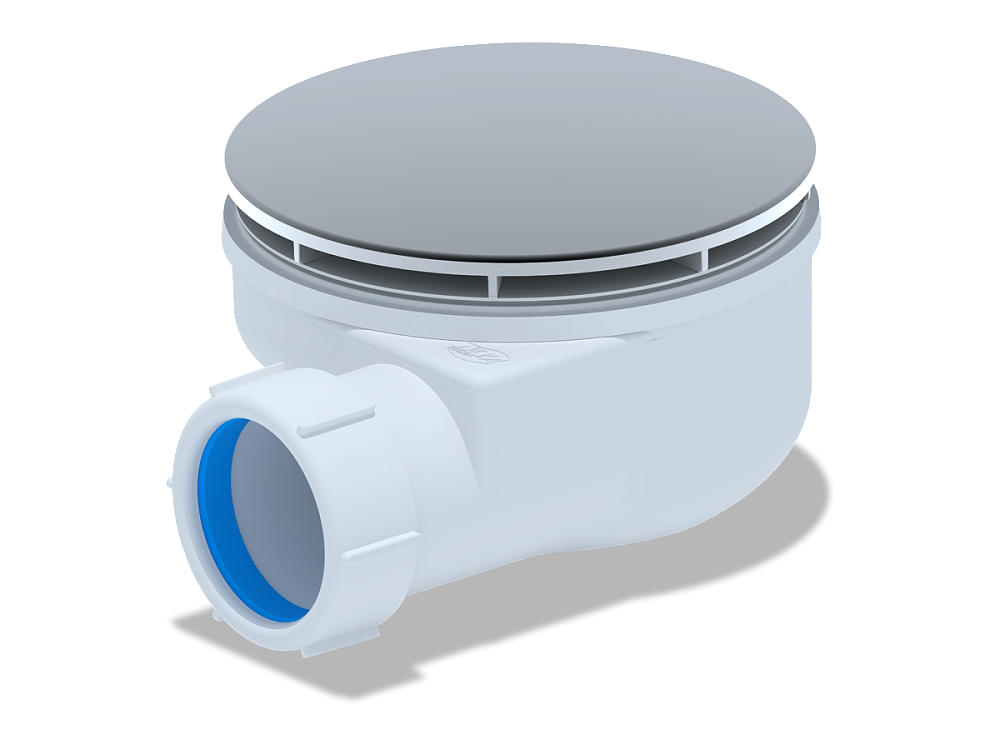 Сифон для душевого поддона АНИ Пласт E350VAL 1 1/2 дюйма 90 мм высота 53 мм вальцовка