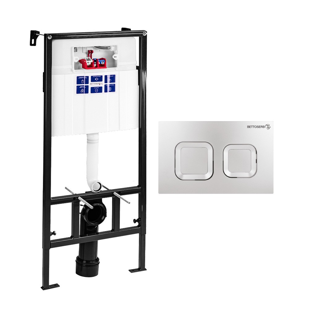 Инсталляция BETTOSERB SAVA FIX SLIM, клавиша смыва SMART, хром. глянец, SET40006473