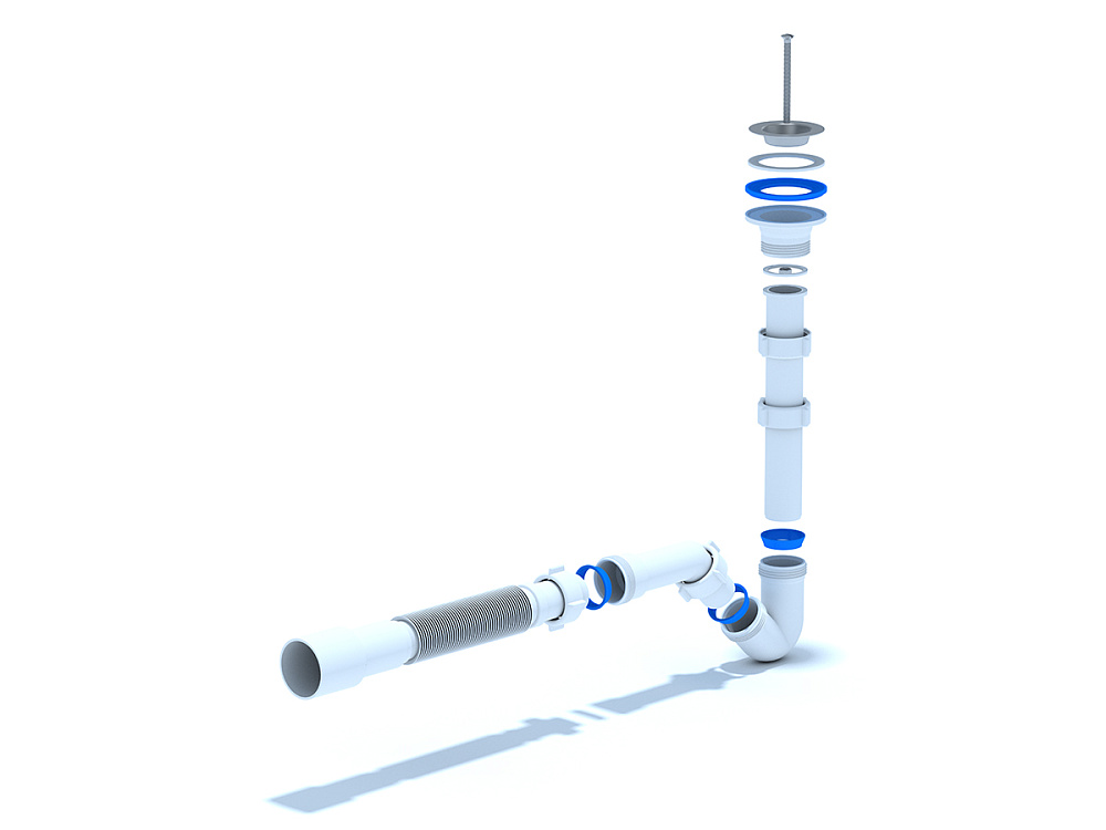 Сифон для биде АНИ Пласт BD1016 1 1/4 дюйма 32 мм с гибкой трубой 32х40/50 мм