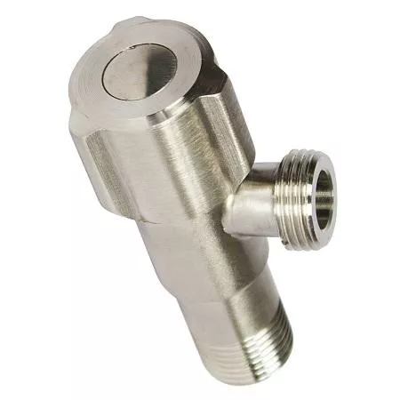 Вентиль угловой TIM - 1/2" x 1/2" (НР/НР, с отражателем, нержавеющая сталь) BL5853.02S