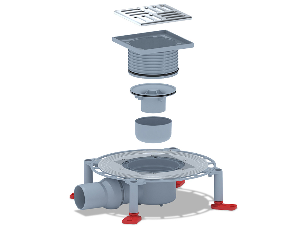 Трап гориз.вып.50 рег. с решётиз нерж.стал.12*12, h75mm