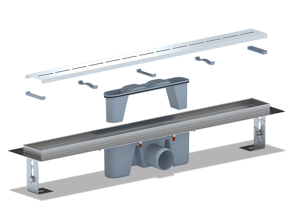 Трап линейный из нержавеющей стали АНИ Пласт TL2565G выпуск 50 мм решётка Киль глянцевая 650 мм