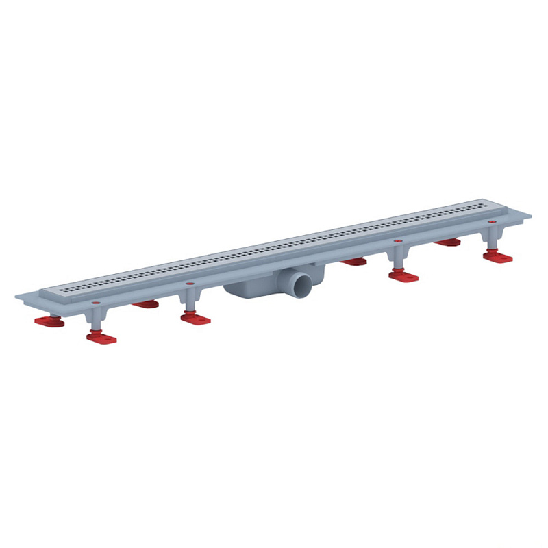 Трап линейный пластиковый АНИ Пласт TLQ1285M DN40 с сухим затвором и матовой решёткой Риф 850х62 мм