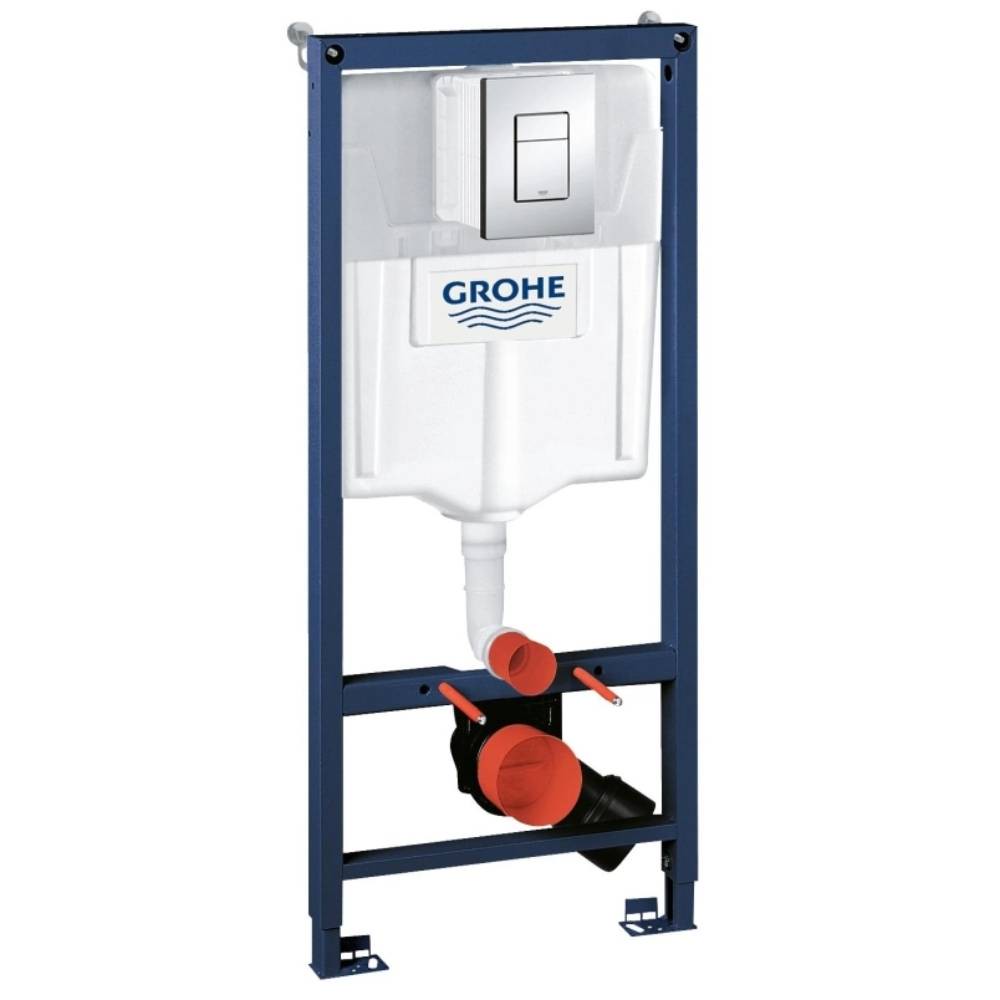 Инсталляция GROHE Rapid SL для подвес. унитаза в компл. с клав. смыва (квадрат.кнопка, хр.глянц.)