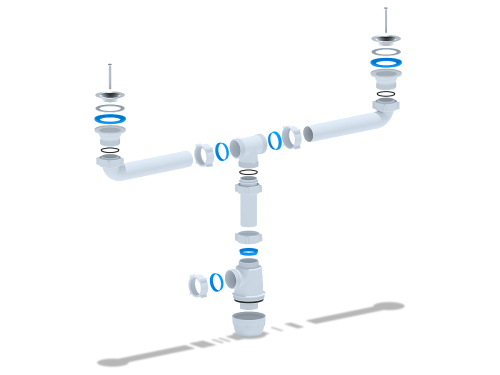 Сифон для мойки АНИ Пласт Грот A3000 1 1/2 дюйма 40 мм двойной
